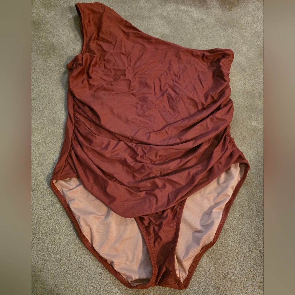 J Crew Ruched One-Shoulder One-Piece Swimsuit - Picture 3 of 7